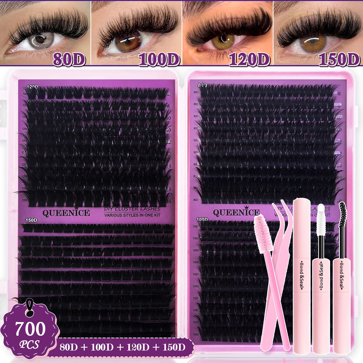 Kit Extensii Gene DIY – Smocuri Individuale 9-16mm cu Bond și Seal