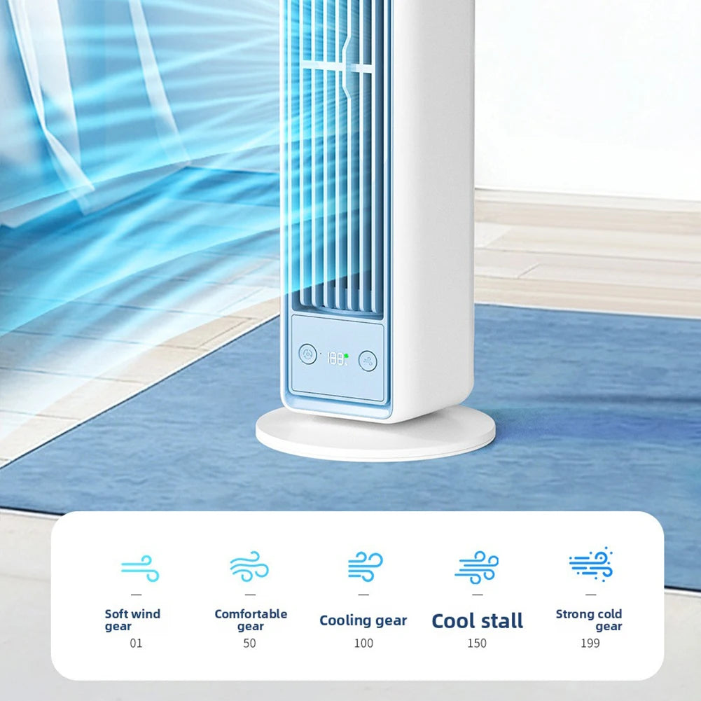 Mini Airs Conditioner Quiet Oscillating Standing/Lying Towers Fan Bladeless Floor Desk Fan Powerful Airs Cooler For Bedroom Home
