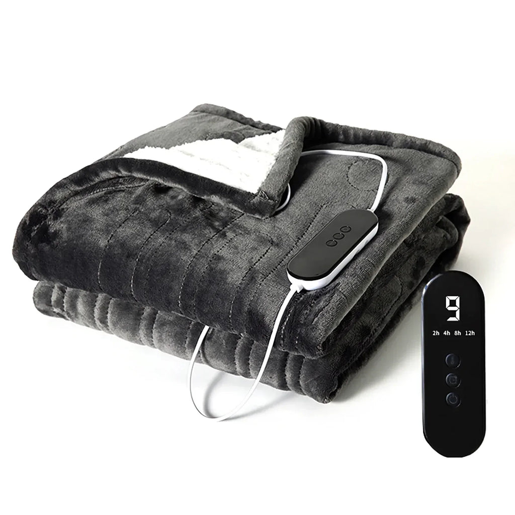 Flannel Electric Heated Blanket Bed Warmer Soft Nap Throw with 9 Heating Levels &12 Hours Auto-Off 5S Fast Heat Up Washable