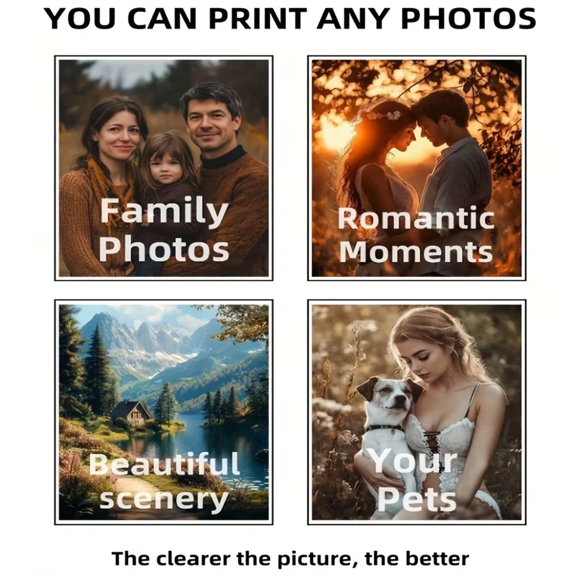 1/2/3pcs Custom Canvas Printing Personalized Photo Suitable for Family Life Pets Scenery Couple Weddings Home Decor Poster Gifts