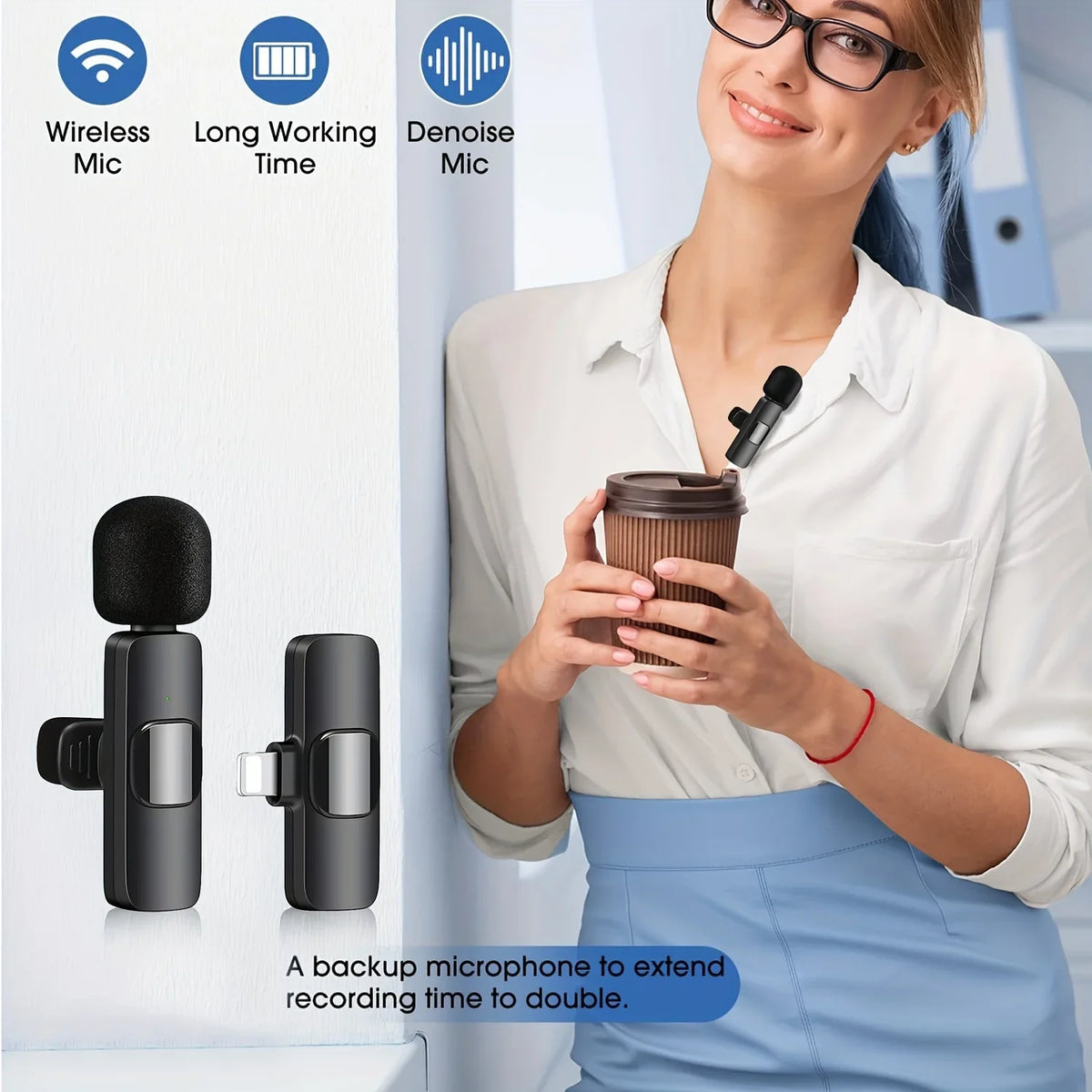 Microfon Lavalieră Wireless cu Înregistrare Instant, pentru Streaming și Video