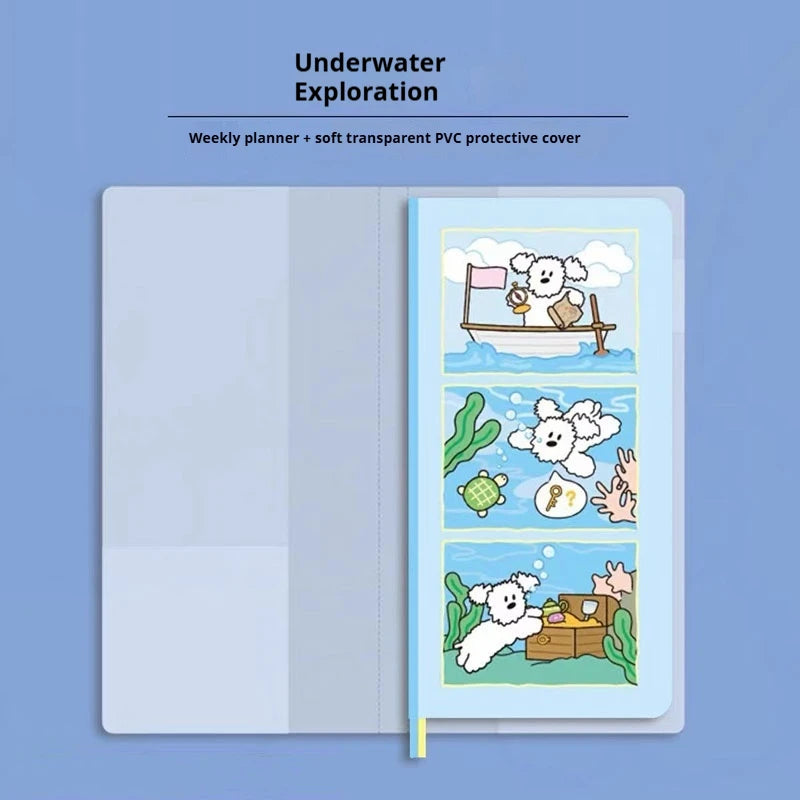 Kinbor Original Undated Weekly Planner, Illustrated Hardcover Journal with Two Pages Per Week, Portable To-Do List Notebook Slim