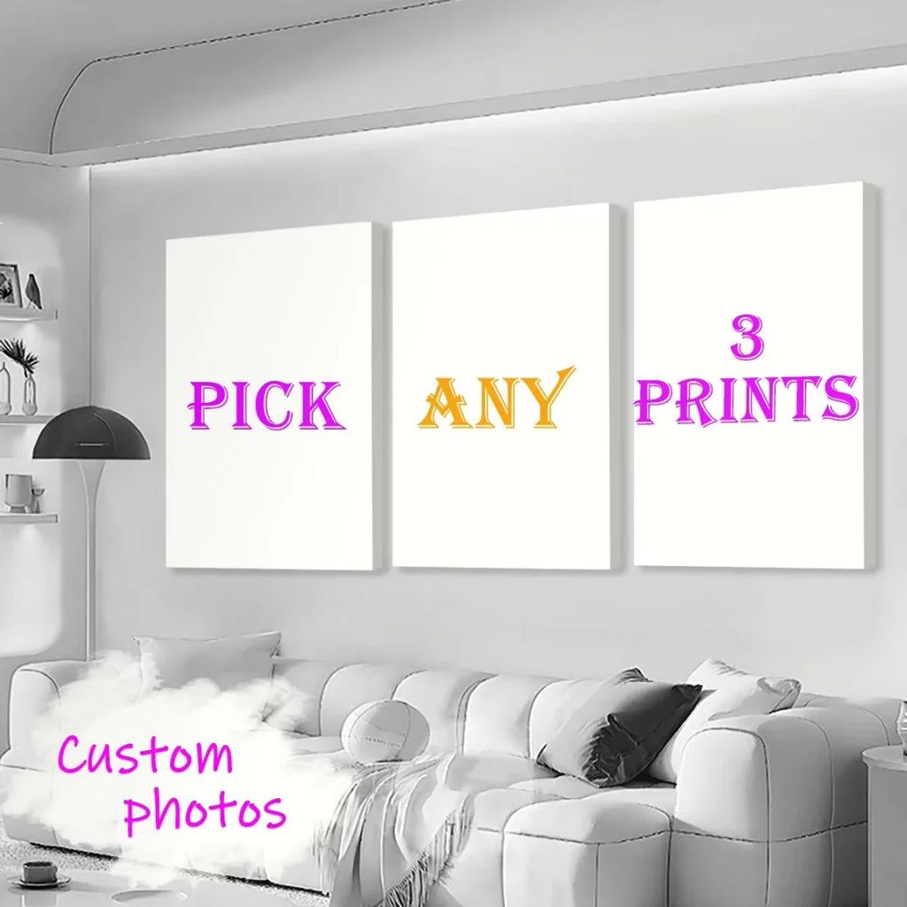 1/2/3pcs Custom Canvas Printing Personalized Photo Suitable for Family Life Pets Scenery Couple Weddings Home Decor Poster Gifts