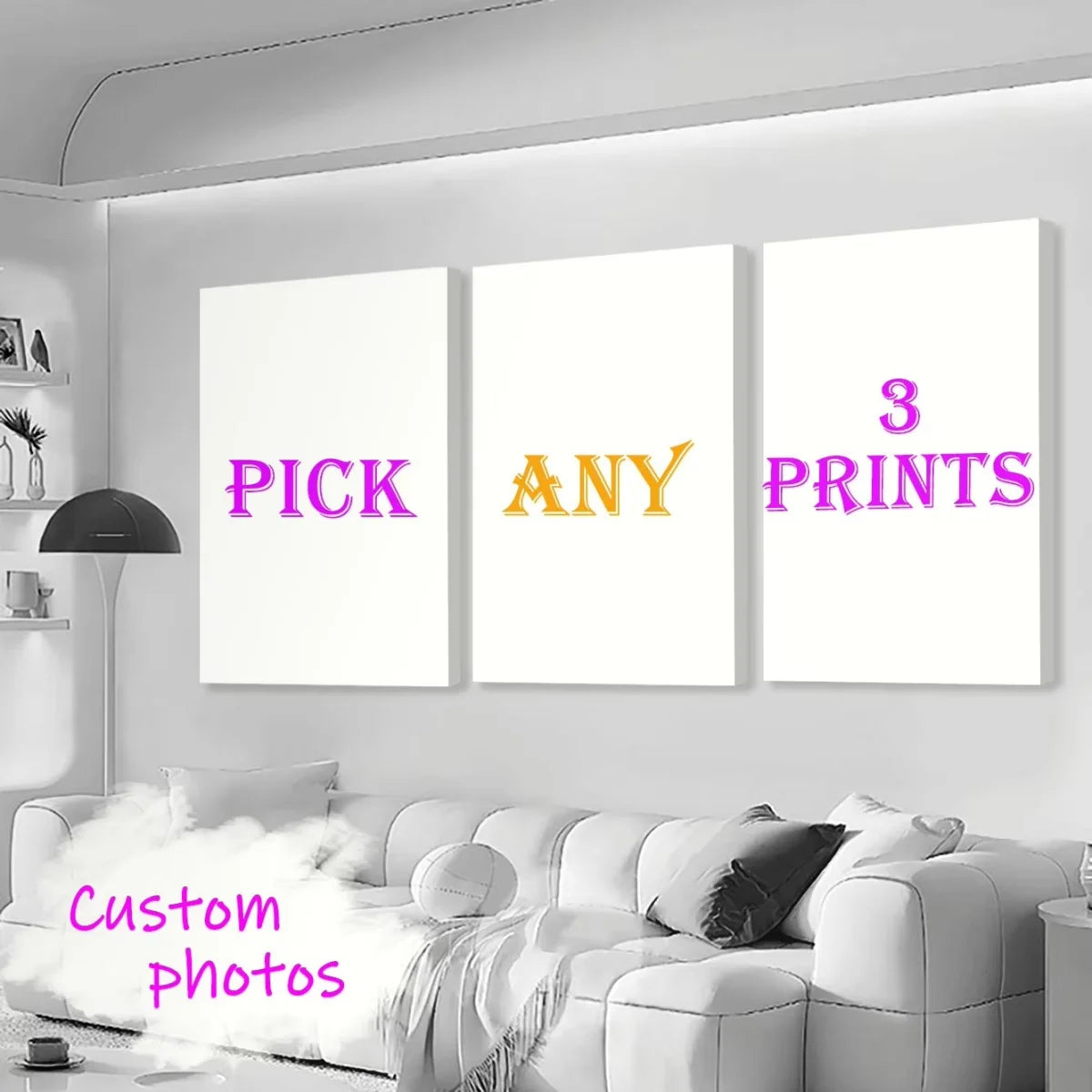 1/2/3pcs Custom Canvas Printing Personalized Photo Suitable for Family Life Pets Scenery Couple Weddings Home Decor Poster Gifts