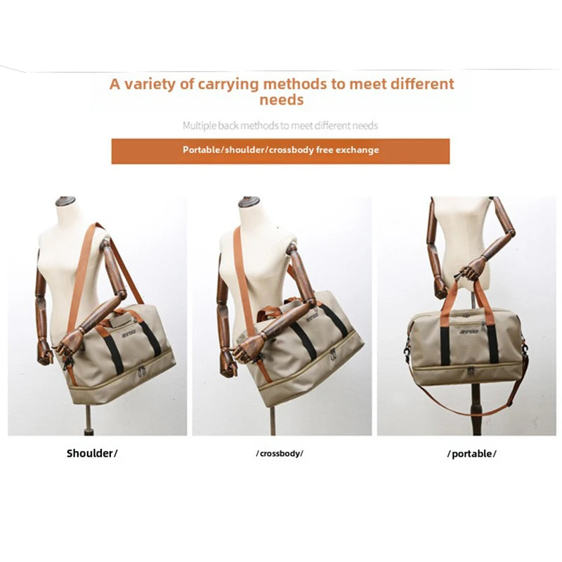 Expandable Travel Duffle Bag for Women, Sports Handbag, Fitness Bag, Large Capacity, One Shoulder Weekend Overnight Bag