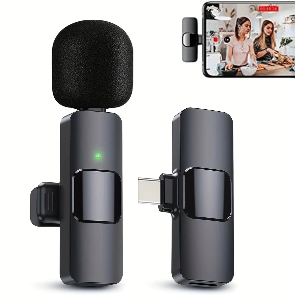 Microfon Lavalieră Wireless cu Înregistrare Instant, pentru Streaming și Video