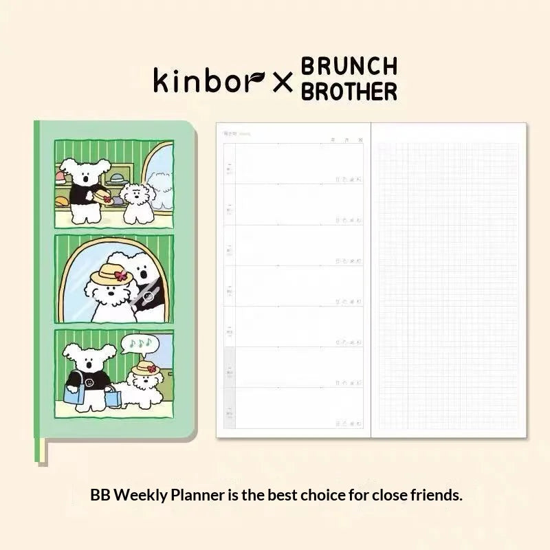 Kinbor Original Undated Weekly Planner, Illustrated Hardcover Journal with Two Pages Per Week, Portable To-Do List Notebook Slim