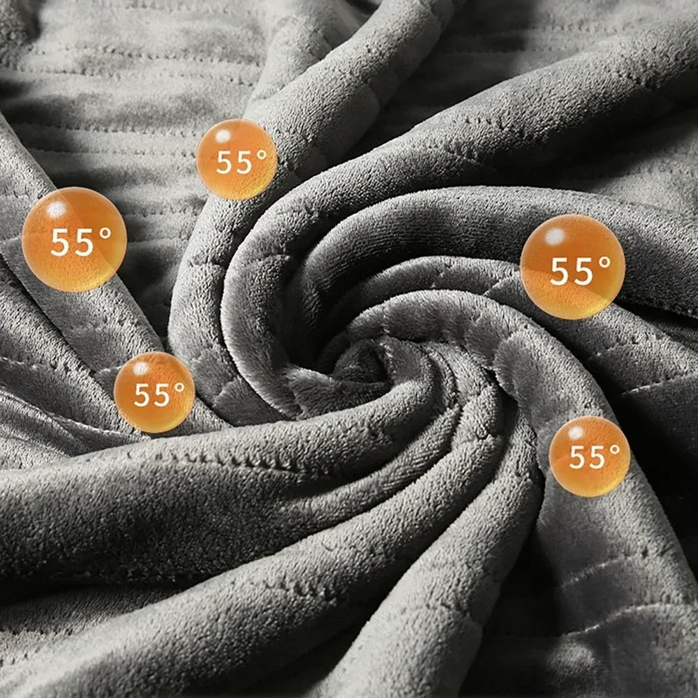 Flannel Electric Heated Blanket Bed Warmer Soft Nap Throw with 9 Heating Levels &12 Hours Auto-Off 5S Fast Heat Up Washable