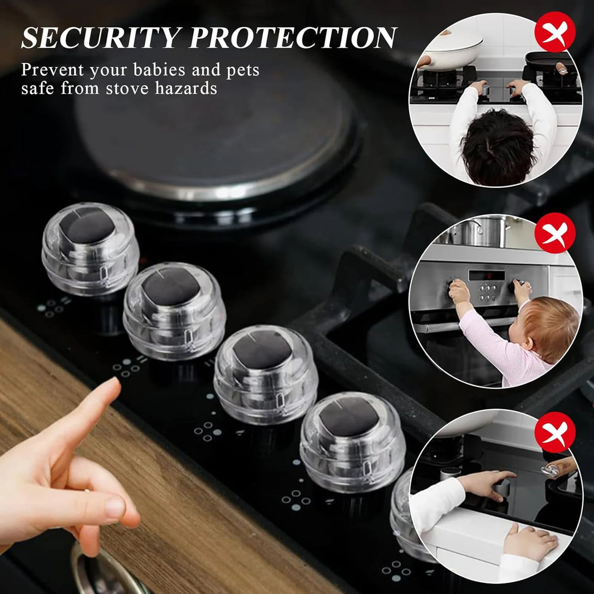 4/8pcs Stove Knob Covers Child Proof Switch Covers Black Transparent Color Prevent Kids Pets Turning on Stoves Universal Size