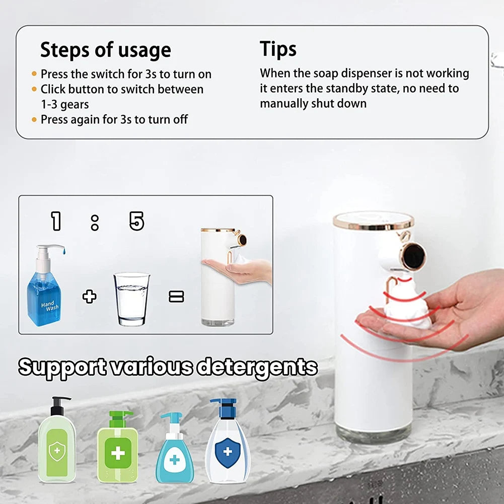 ABLK Automatic Foam Soap Dispenser, Touchless Electric Soap Dispenser, Auto Adjustable Soapdispenser For Kitchen Bathroom