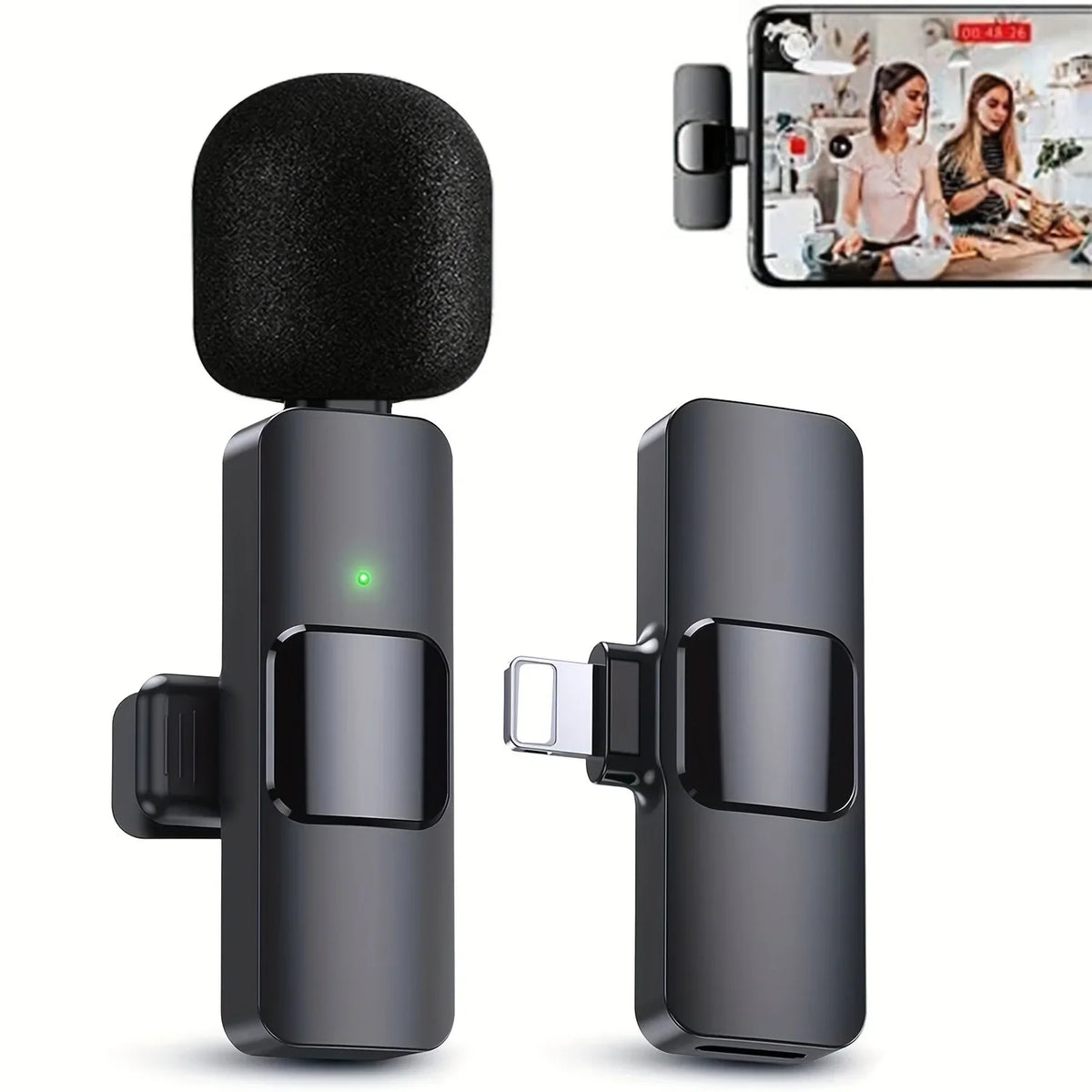 Microfon Lavalieră Wireless cu Înregistrare Instant, pentru Streaming și Video