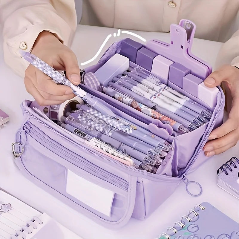 Pencil Case Large Capacity Student Stationery Case Pencil Bag Stationery Bag Multi-function Tabletop Storage Box for Boys Girls