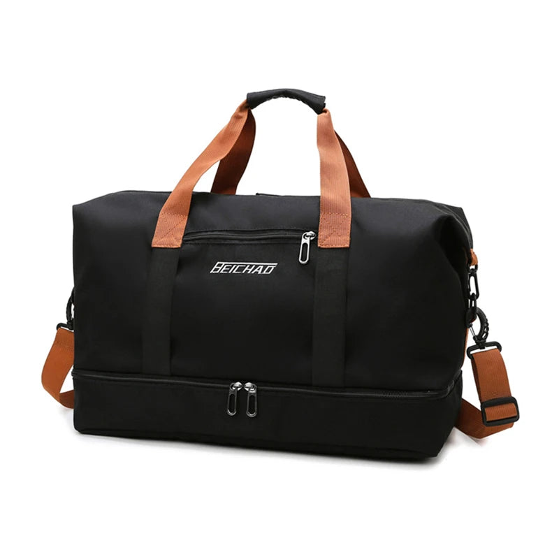Expandable Travel Duffle Bag for Women, Sports Handbag, Fitness Bag, Large Capacity, One Shoulder Weekend Overnight Bag
