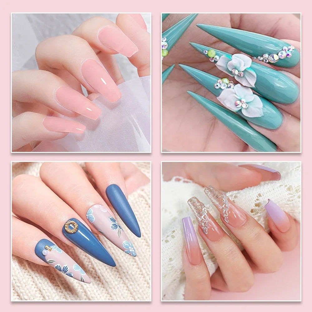 Acrylic Powder Kit And Liquid Monomer Nail Set for Nails Art Extension Decoration With Crystal Nail Tips Carving 3D DIY Tools